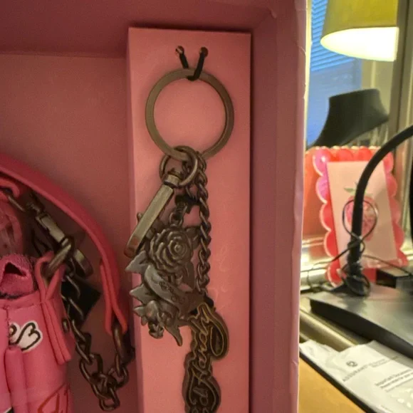 Ed Hardy Pink Graphic Baguette Bag - Picture 2 of 3